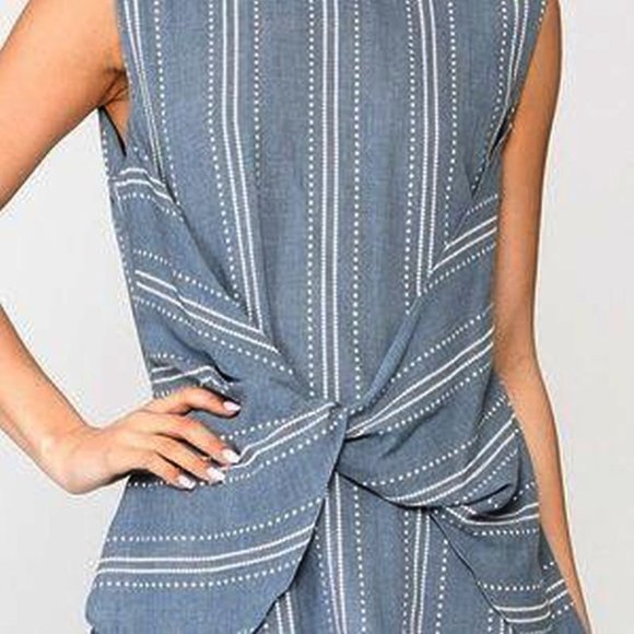 New BLUHEAVEN by Umgee M blue & white striped tunic - Picture 7 of 7